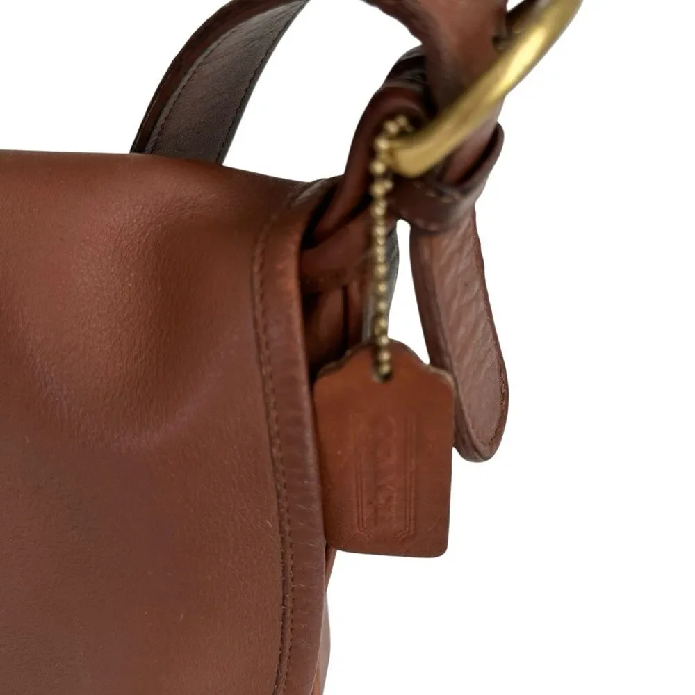 Vintage Coach 4150 Fletcher Flap Brown Leather Shoulder Bag Brass Hardware - Picture 3 of 15